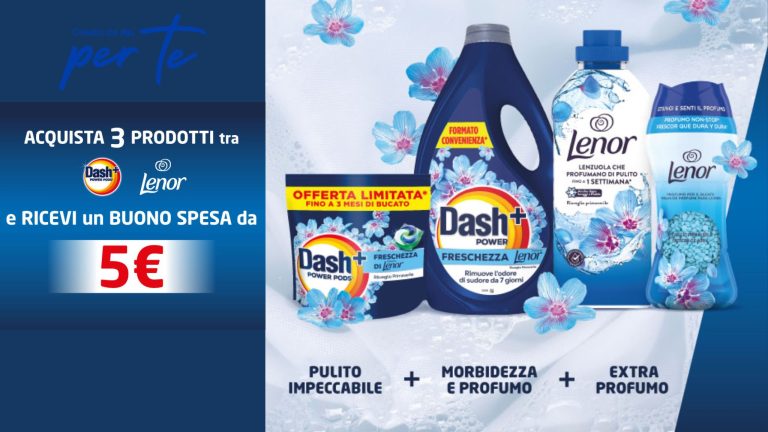 Promozione Dash e Lenor: come ottenere un buono spesa da 5€