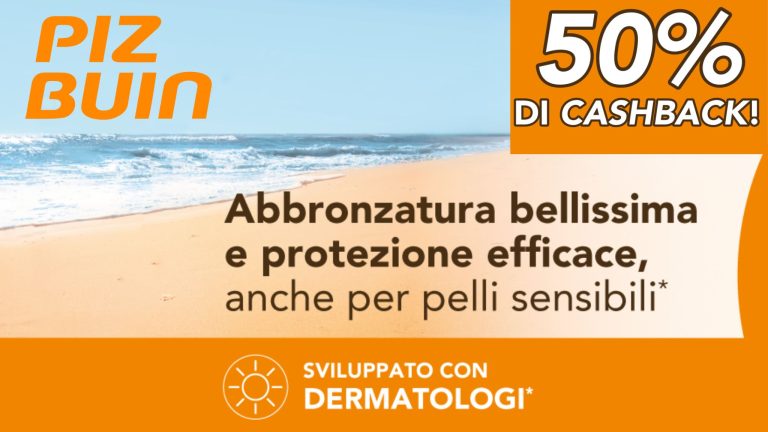 Cashback Piz Buin 2025: ottieni il rimborso sui solari acquistati