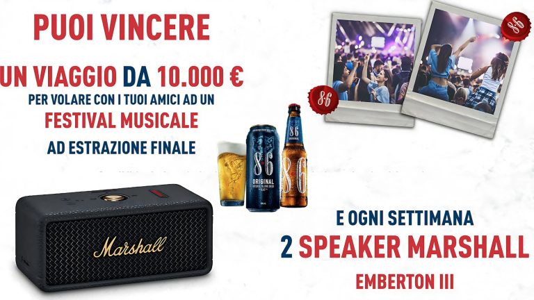 Partecipa al concorso 8.6 Beat of Intensity e vinci un viaggio da sogno e speaker Marshall