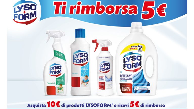 Promozione Lysoform Unilever: ricevi 5€ di rimborso sull'acquisto
