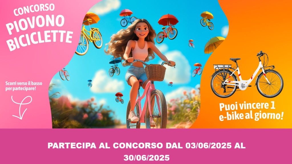 Partecipa a Piovono Biciclette e vinci una bici ogni giorno