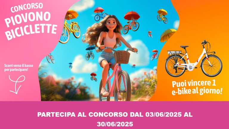 Partecipa a Piovono Biciclette e vinci una bici ogni giorno