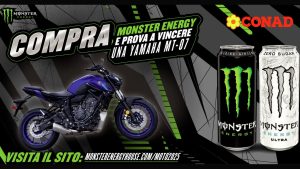 Concorso Monster: vinci una moto Yamaha MT-07 acquistando una lattina
