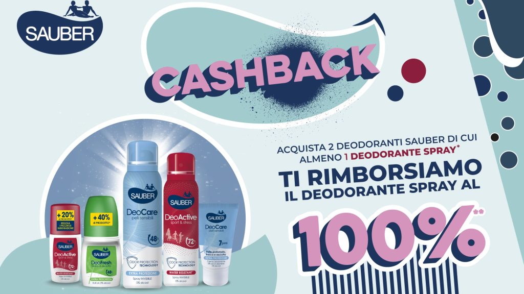 Cashback Sauber 2025: ricevi fino a 3,19 euro di rimborso acquistando un deodorante spray