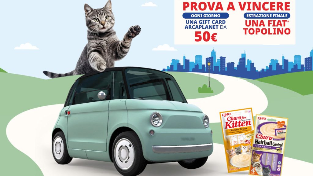 Partecipa al concorso Churu Inaba e vinci ogni giorno gift card da 50€ e una Fiat Topolino