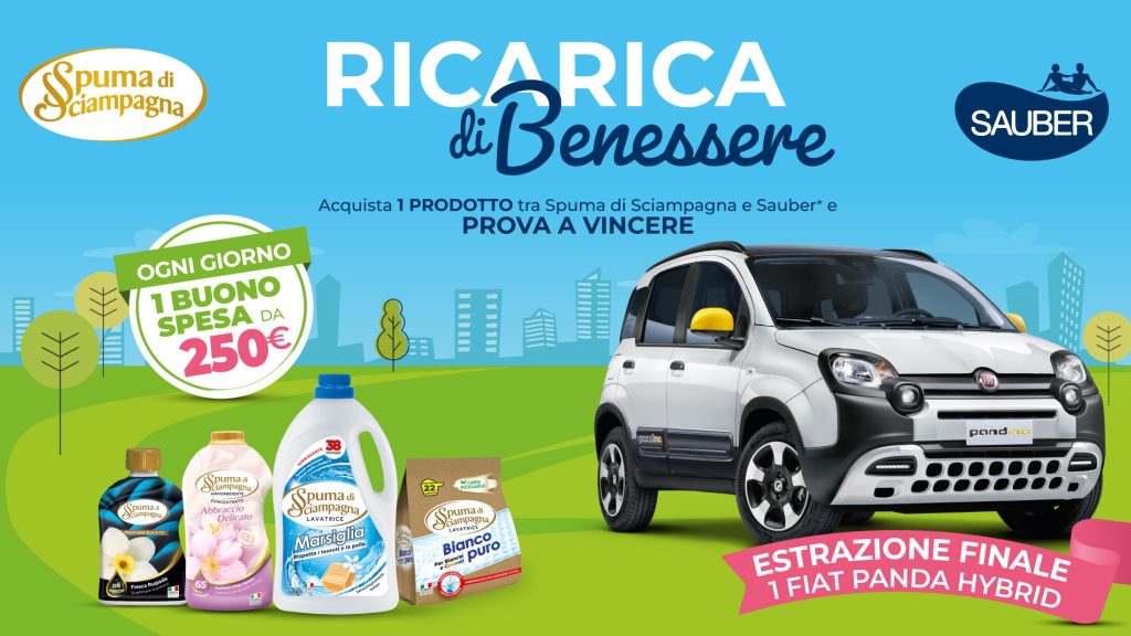 Concorso Ricarica e Benessere: vinci buoni spesa da 250 euro e una Fiat Panda Hybrid