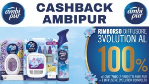 Cashback AmbiPur 3volution 2025: ottieni fino a 9,99€ di rimborso sul diffusore