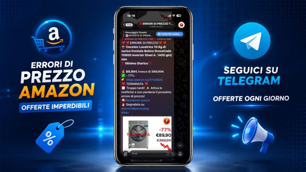 Esempi reali di errori di prezzo Amazon pubblicati sul canale Telegram Errori di Prezzo Top